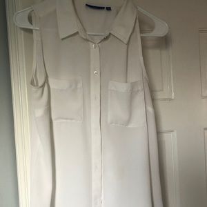 White tank top button down shirt